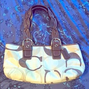 Brown and tan Coach bag